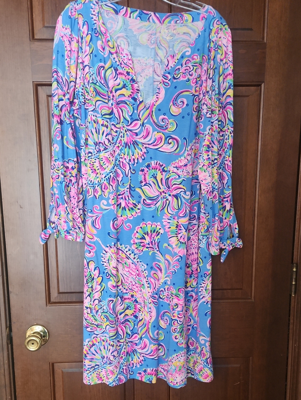 Lilly Pulitzer Blue Multicolor Paisley-Print Long Sleeve Dress